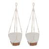 2 Pack 10 Inch Self Watering Hanging Planter Plastic Wood Hanging Flower Pot Basket with Drainage