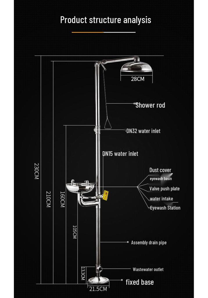 304 Stainless Steel Double-Outlet Eyewash Station for Chemical Labs