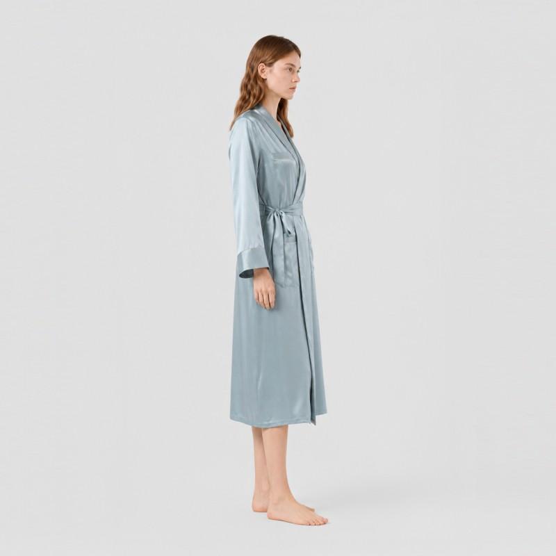100% Mulberry Silk Robes Women Long Bathrobe Premium Loungewear