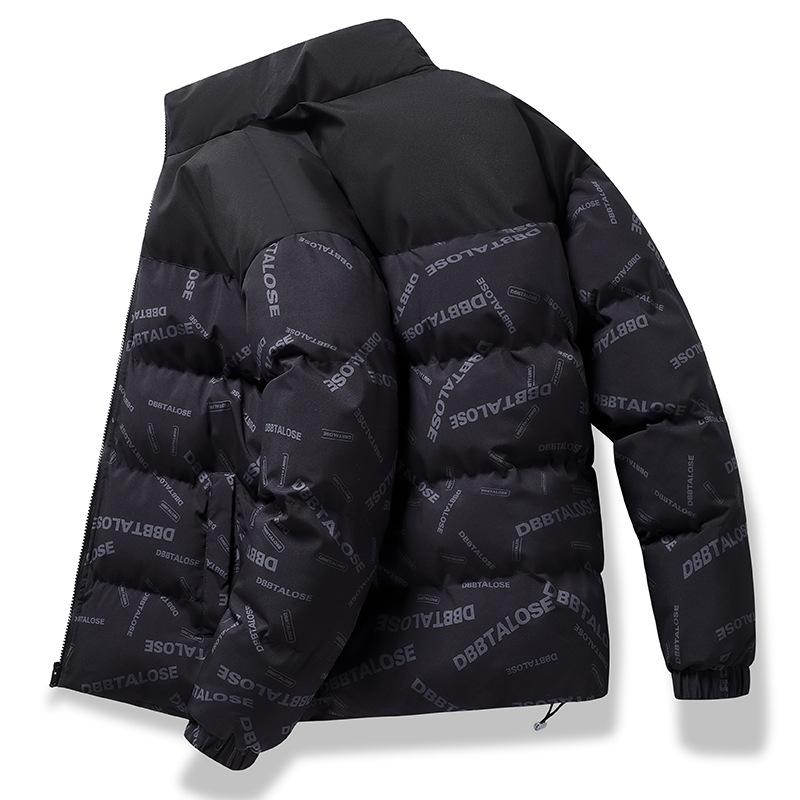 Ležérní pánská bavlněná bunda Jednobarevná Volná Zimní Denní Teplá