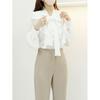 Style Latte Women S Ruffle Frill Long Sleeve Tie Ribbon Chiffon blouSe