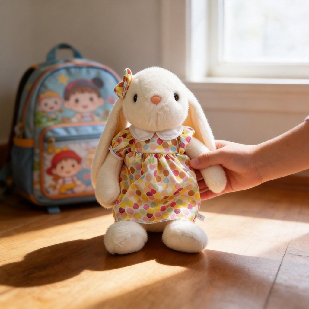 Plush Bunny Toy With Floral Dress For Kids And Giftgiving