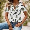 Women Plus Size Keyhole Ring Neck Cold Shoulder Short Sleeve Cartoon Bunny Print White T Shirt