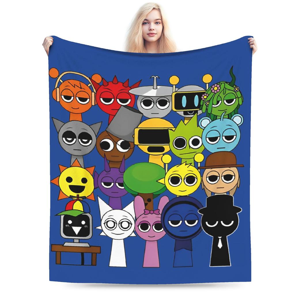 Cartoon Sprunki Music Game Blanket Fleece Soft Throw Blanket for Bedding Couch Bed Rug