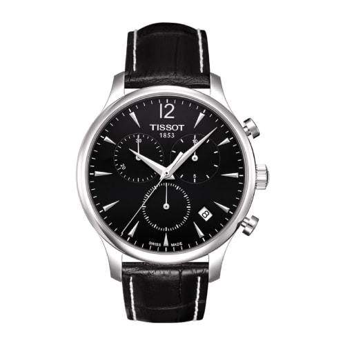 Tissot Tradition Chronograph Watch, Black Dial, Leather, Men's, T0636171605700
