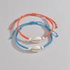 Fashionable Vacation Style Natural Seashell Red and Blue Rope Woven Adjustable Double-Layer Bracelet Unisex Jewelry Gift