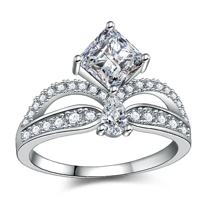 Lindon Klassisk Kobberlegering Zirkon Ring Dame Smykker Bryllupsløfte Festgave