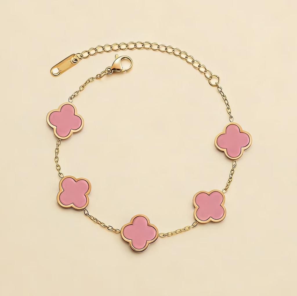 Stylish New Smooth Four-leaf Clover Bracelet Titanium Steel Double-sided Women's Bracelet