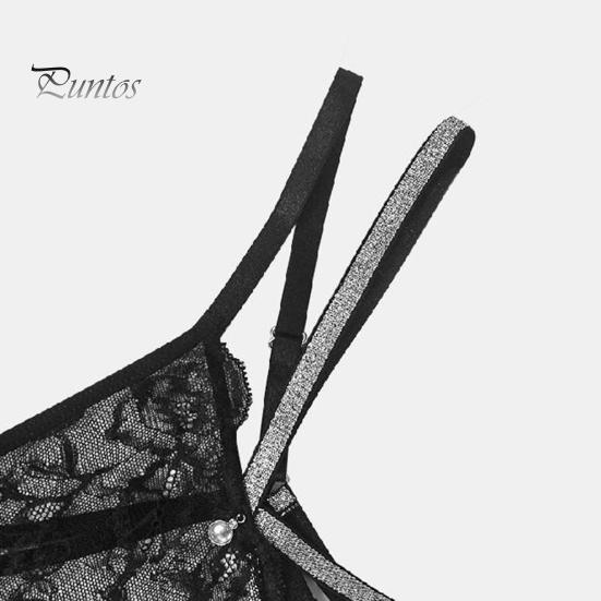 Thin Strap Underwear Women's Glitter Thong Sexy Floral Lace Sheer Breathable Strappy Rhinestone G-String Stretch Panties Romantic