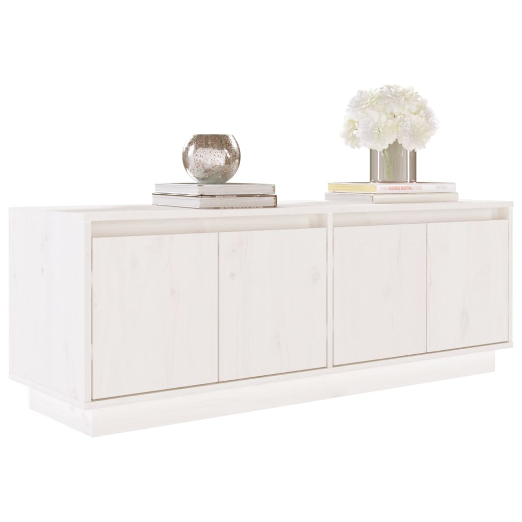 TV Cabinet White 110 x 34 x 40 cm Solid Pine Wood