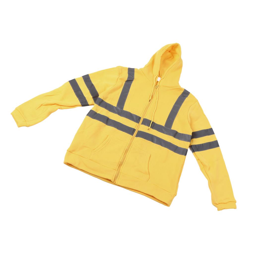 Herren Warnschutz-Sweatshirt Hohe Sichtbarkeit Reflektierende Streifen Reißverschluss Fleece Winddicht Hi Vis Sicherheitsjacke Gelb XL