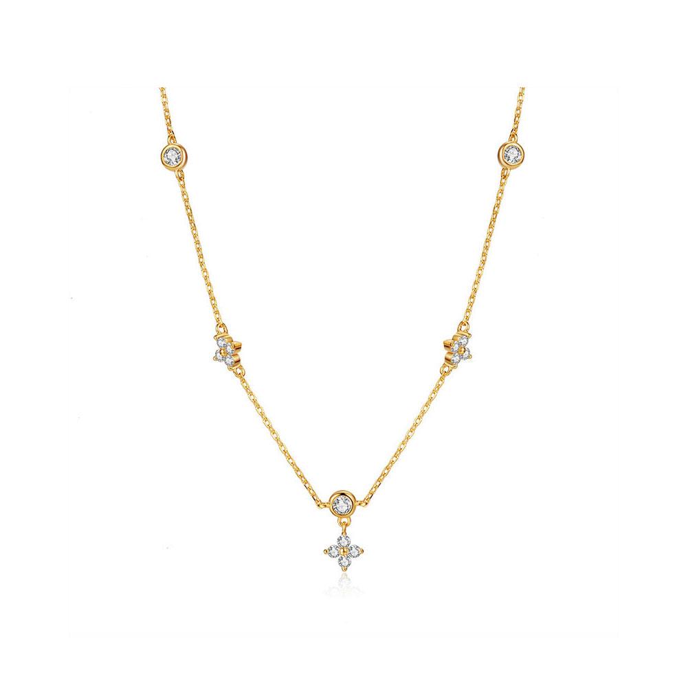 Silver Lucky Four Leaf Grass Necklace Women's Clavicle Chain Long Style Elegant Tassel Neck Chain Jewelry Accessories