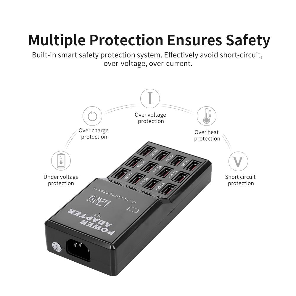 Smart Charging Station with 12 Ports USB Charging Dock USB  R of   Compatibility Charging Station for Family and   Use