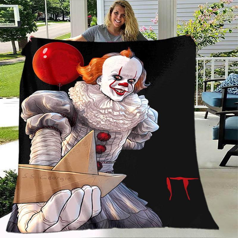 1pc Blanket Pennywise the Dancing Clown1 Print Design, Lightweight Blanket for Sofa, Bed- Soft &Warm, Gift for All Seasons Like Christmas, Halloween
