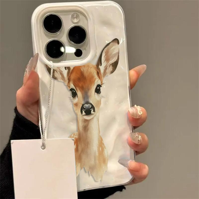 Adorable Deer Phone Case For iPhone 17 Cases iPhone 16 Pro Max 15 14 Plus 13 12 11 16E 17 Air Shockproof Candy TPU Bumper Cover