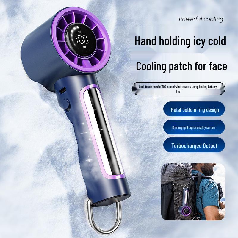 Handheld Turbo Fan: 100-Speed Stepless Adjustment with Digital Display for Portable Cooling