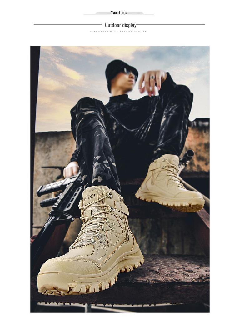 New Style Combat Military Boots for Men - Outdoor Hiking, Camping, and Desert Work Footwear