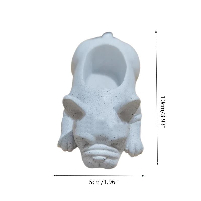 

Милая статуэтка щенка бульдога, креативная миниатюрная резиновая собачка, суккулентный горшок, небольшой цветочный горшок, контейнер для воздушных растений, бонсай белый