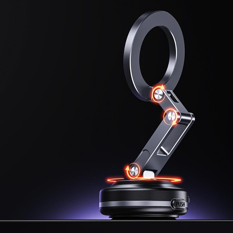 Foldable Car Phone Bracket Magnetic Stand 360 Degree Rotation Adjustable with Double Suction Technology for Easy Viewing