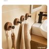 Walnut Bathroom Wall-Mounted No-Drill Adhesive Hook, Solid Wood & Space Aluminum