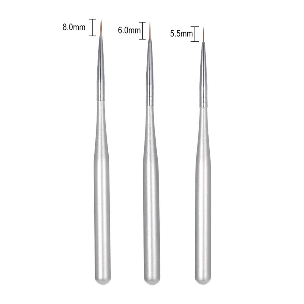 3pcs Set Professional Acrylic Nail Art Brush Set Nal Art Painting Brushes for UV Gel Builder Nail Drawing Line
