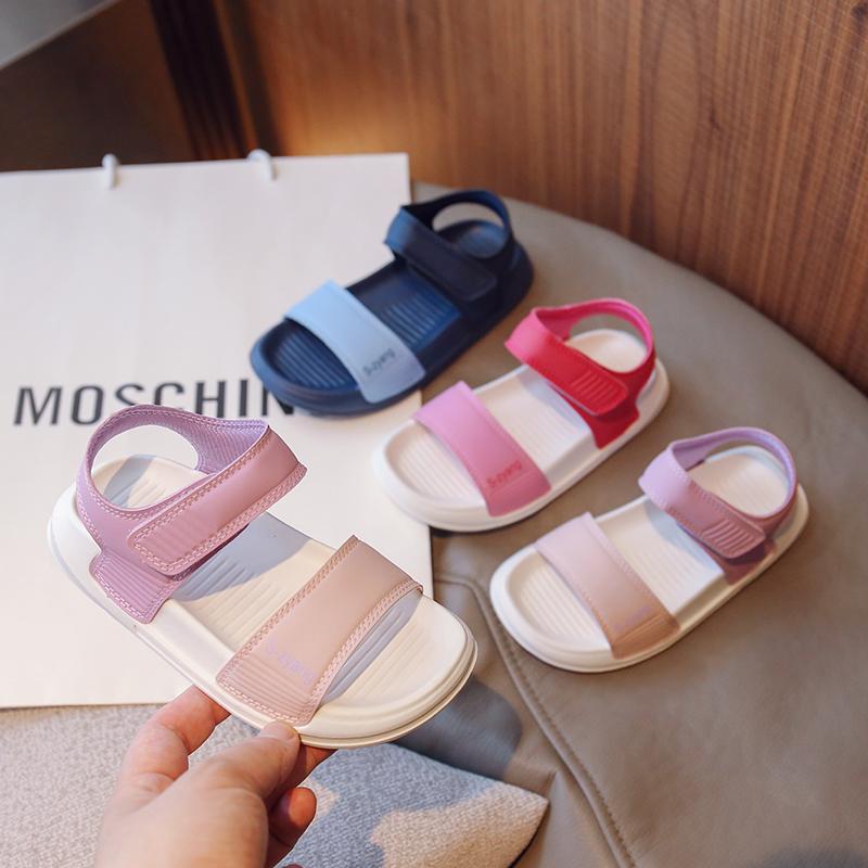 Children Sport Sandals Girls Casual Sandals Open-toe Kids Summer Beach Shoes All Match Soft Breatheable Hook Loop Size 26-37