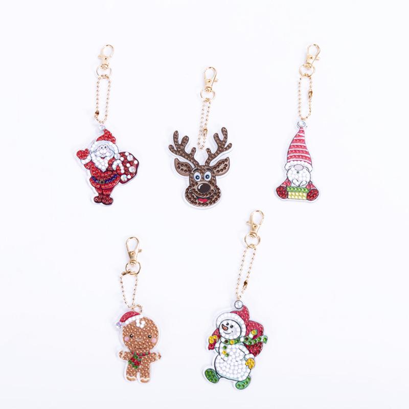 Special-Shaped Brick Diamond Painting Keychain Diy Christmas Series Cartoon Decorative Small Pendant