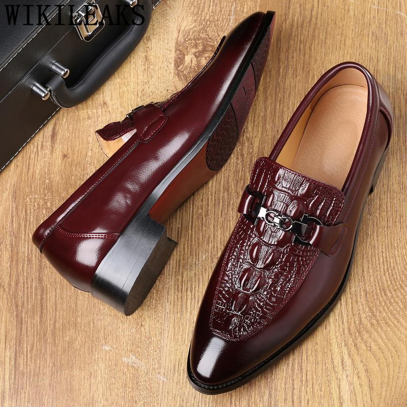 Fashion Crocodile Shoes Black Business Shoes Men Oxford Leather Suit Shoes Men Italian Formal Dress Sapato Social Masculino Mariage 2024