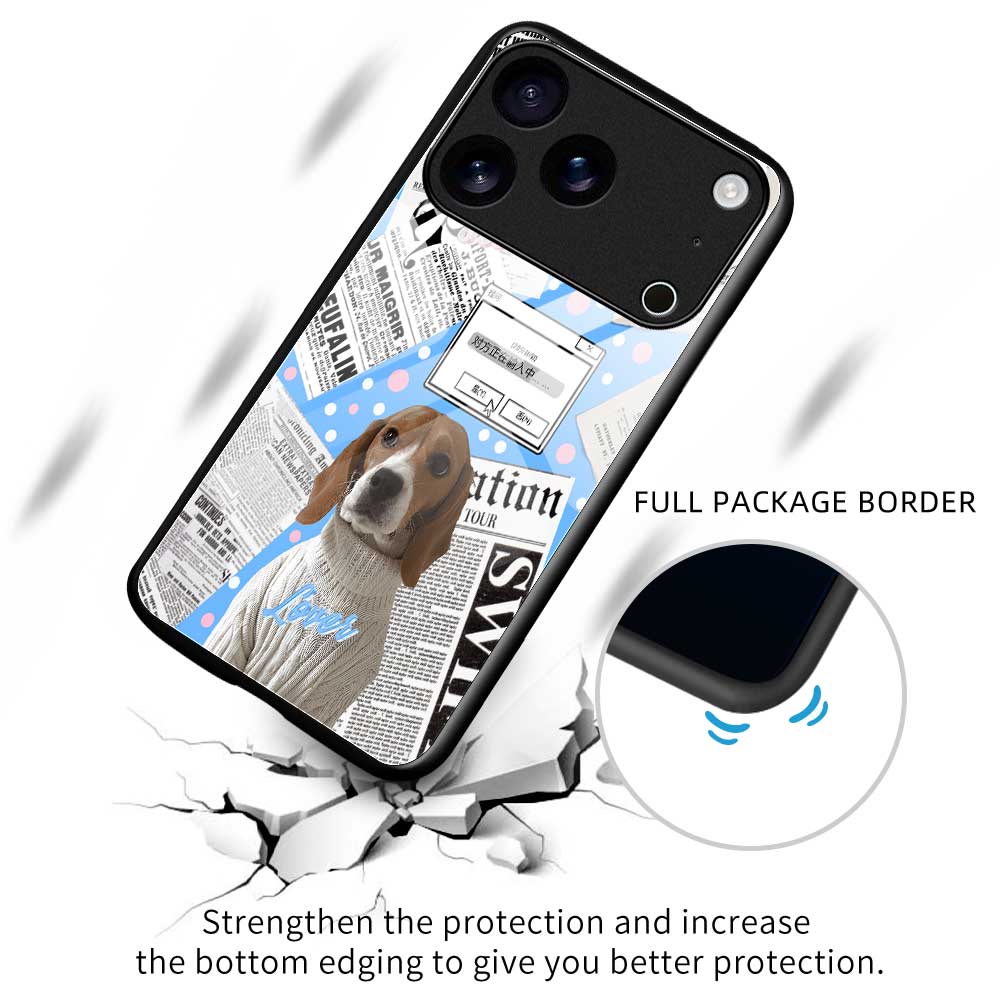 For iPhone 17 Pro Max Case TPU PC Tempered Glass Pattern Printing Anti Drop Phone Back Cover