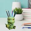 Porte-stylo Dinosaure Sculpture Dragon Figurine, Pot à Crayons Statue Résine pour Bureau