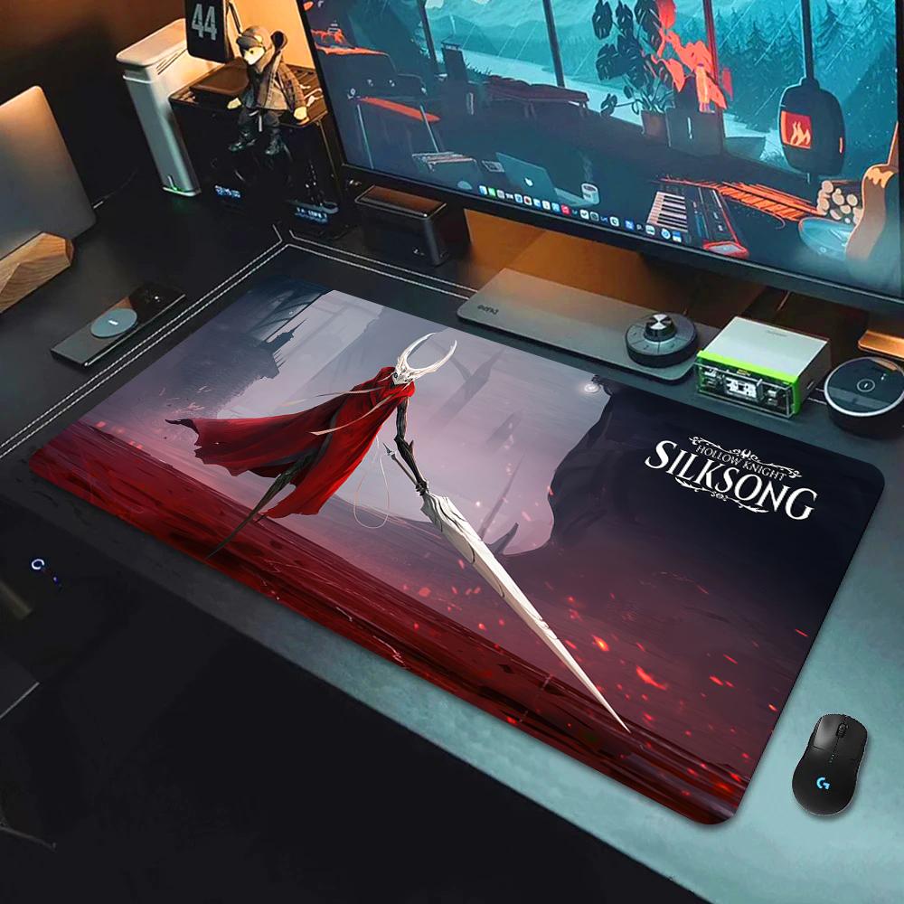 90x40cm Gamer HD Mouse Pad Anime Rubber Mausepad Hollow Knight Lock Edge Keyboard Rug Large Computer Company Office Long Deskmat