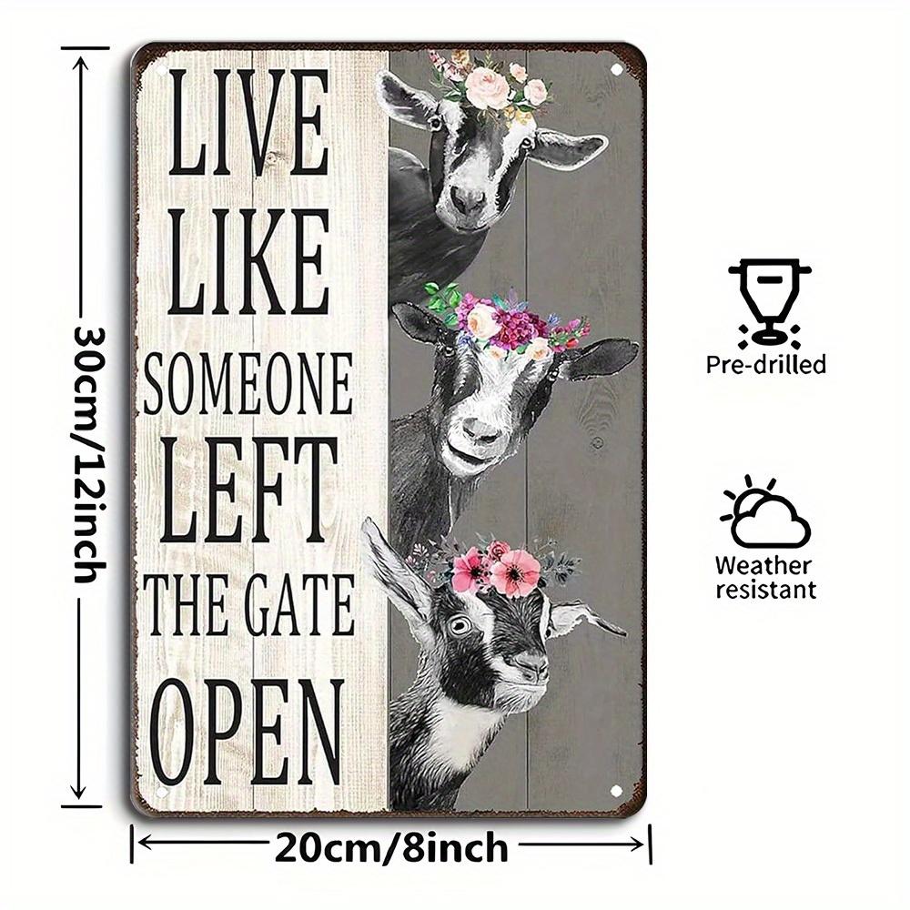 Vintage Goat Sign - Humorous 8x12 Inch Farmhouse Decor for Animal Lovers