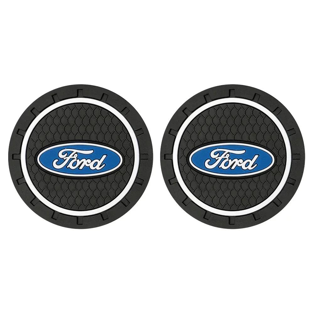 

New 2026 Car Sticker 2025 Hot 1/2pc Car Badge Water Cup Holder Anti-slip Pad Mat Bottle Slot Coaster For Ford Fiesta Mondeo Fusi