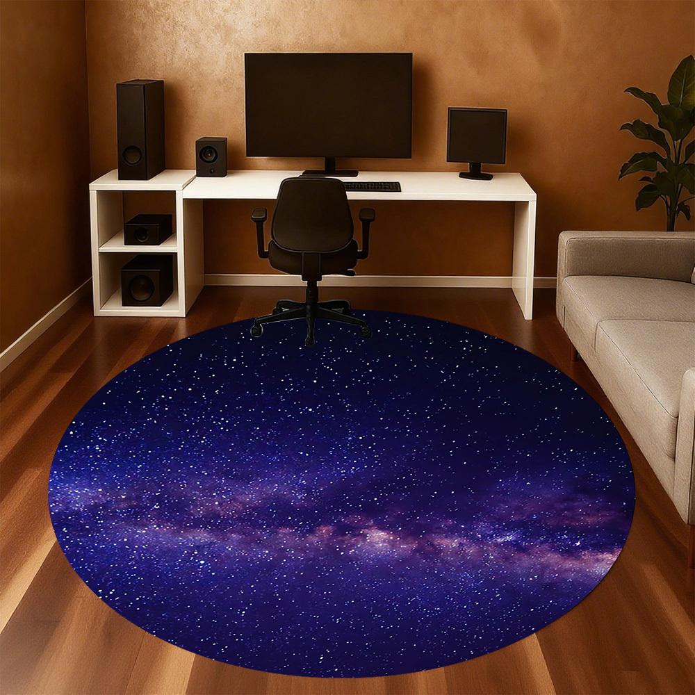 1pc Galaxy Round Chair Mat Area Rug - Non-Slip, Floor Mat for Office, Bedroom, Home Decor Christmas Gift P0811155
