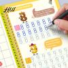 Kids Writing Practice 4Pcs Grooved Book with Pens Refills Pencil Gripper Reusable Handwriting Workbooks Alphabet Tracing Learning Children Workbook