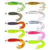 10pcs Fishing Lures 5.5cm 2.1g Swimbait Curl Tail Worms Grub Lures Soft Baits Baits Fishing Accessories