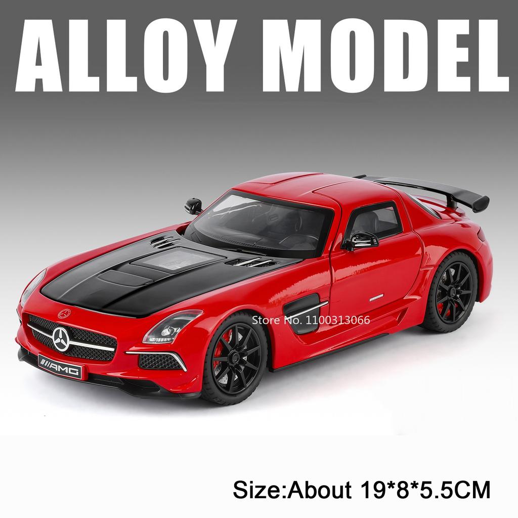 1:24 Scale Tourbillon SLS Toy Cars Models Alloy Diecast with Light Music Pull Back Miniature Sports Car Boys Educational Toys