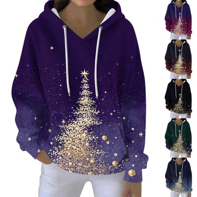 Χριστουγεννιάτικα Φούτερ Για Γυναίκες Αστεία Χαριτωμένα Μπλουζάκια Διακοπών με Εκτύπωση Χειμερινά Oversized Πουλόβερ