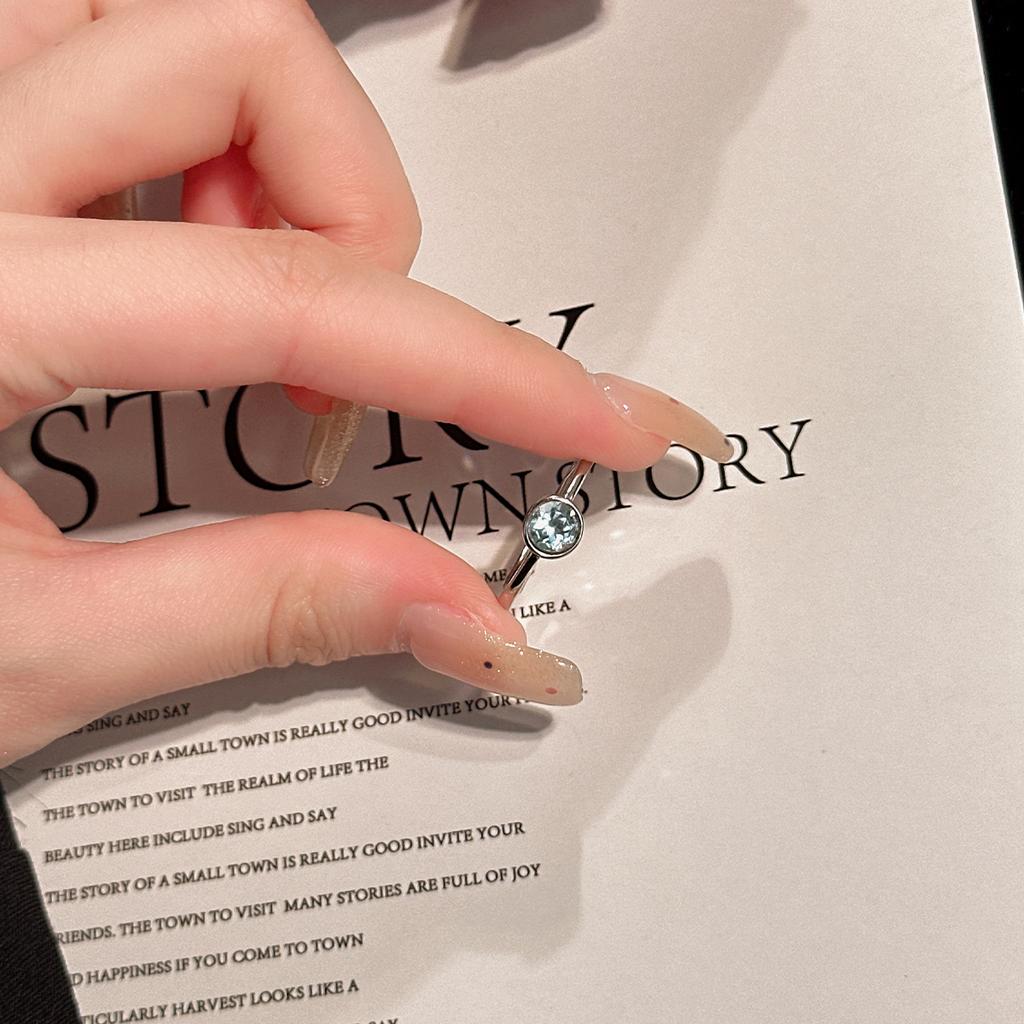 S925 Sterling Silver Ring Natural Topaz Inlaid Adjustable Finger Ring Women Anti-fade Fashion Daily Fine Jewelry