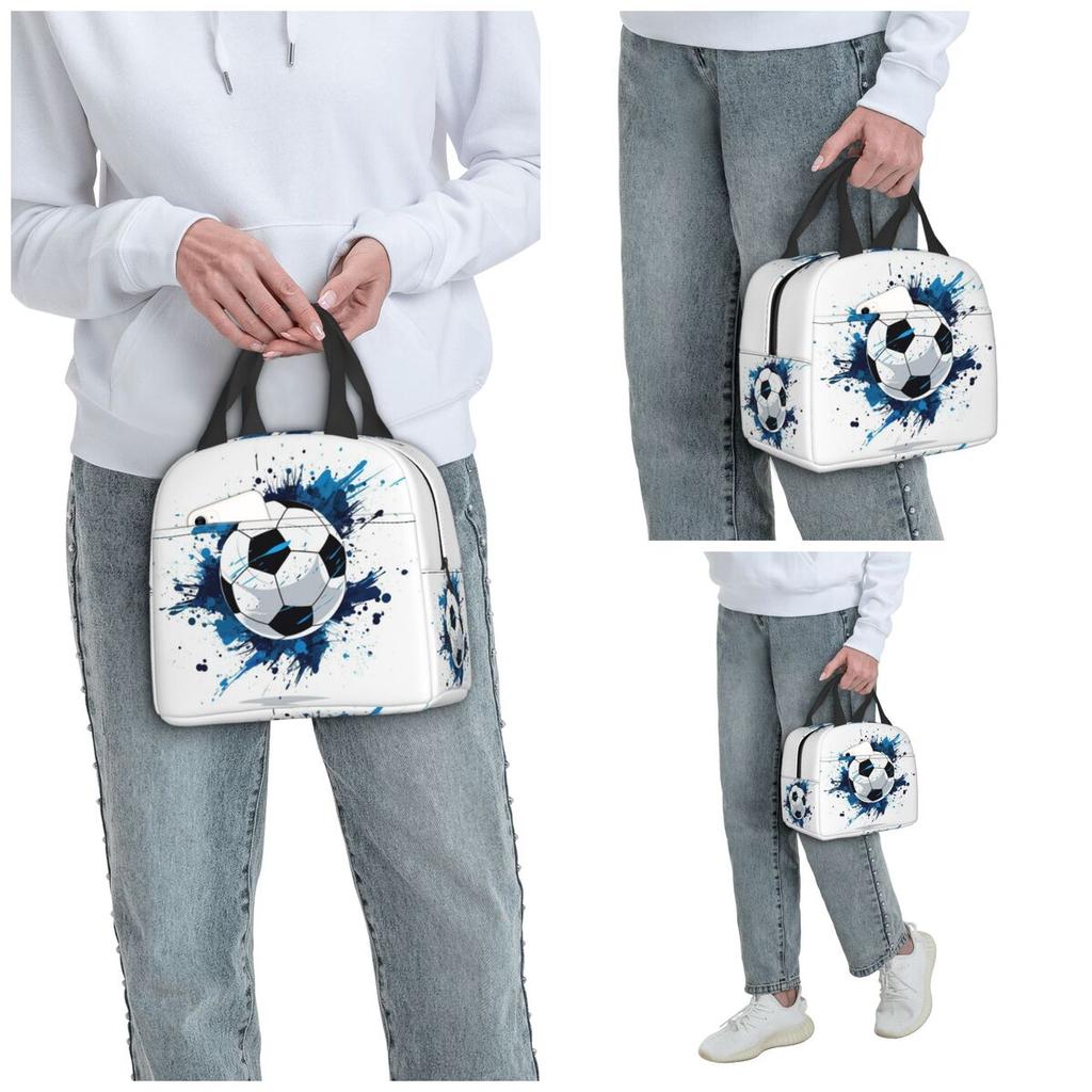 Graffiti Soccer Painting Insulated Lunch Bag for Women Office Cooler Thermal Food Box Tote Portable Lunch Boxes Container