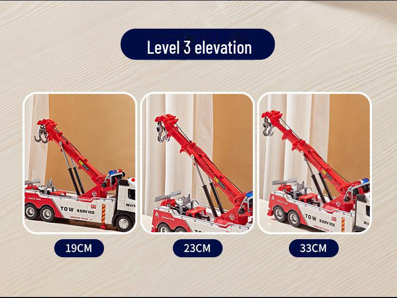 Jiadu Large Alloy Double Hook Tow Truck Rescue Model Crane Toy