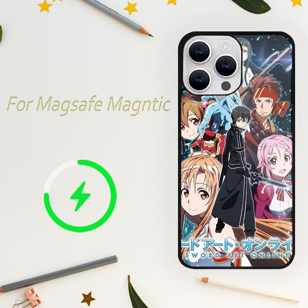 Bilibili Sword Art Online Anime Phone Case For iPhone 15 14 13 12 11 Plus Pro Max Magsafe Magnetic Wireless Charging