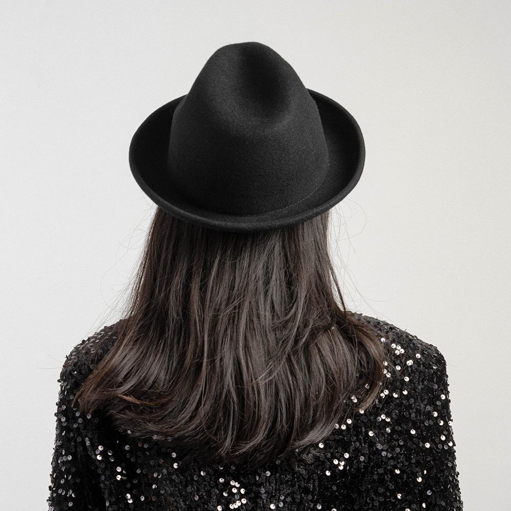 Autumn and Winter New Fashion and Leisure Warped Edge Short Brim Wool Jazz Hat Outdoor Shopping Warm British Top Hat Tide