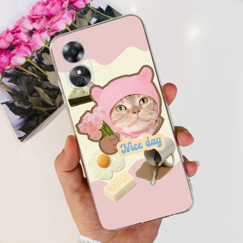 Schöne Hülle mit Aufdruck für OPPO A17 (CPH2477) Weiche Silikon-TPU-Rückabdeckung für Oppo A17 A 17 4G Handyhüllen