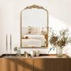 **European Light Luxury Carved Arched Bathroom Vanity Mirror**