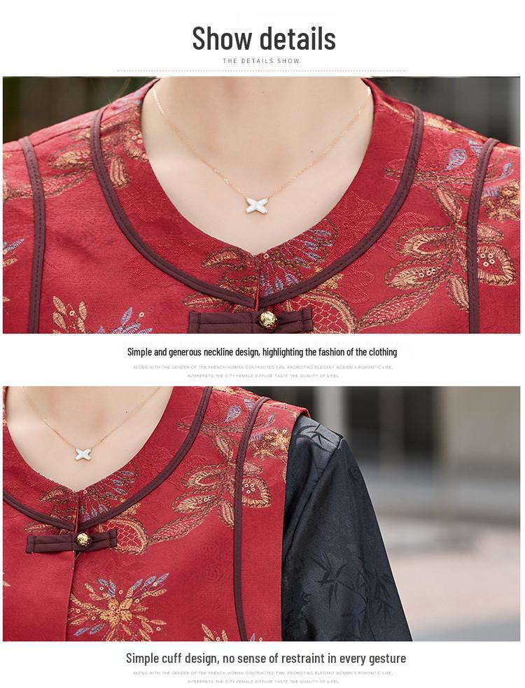 Mom's Spring Vest: Elegant Chinese-Style Outerwear for Middle-Aged Women - Perfect for Weddings and Banquets
