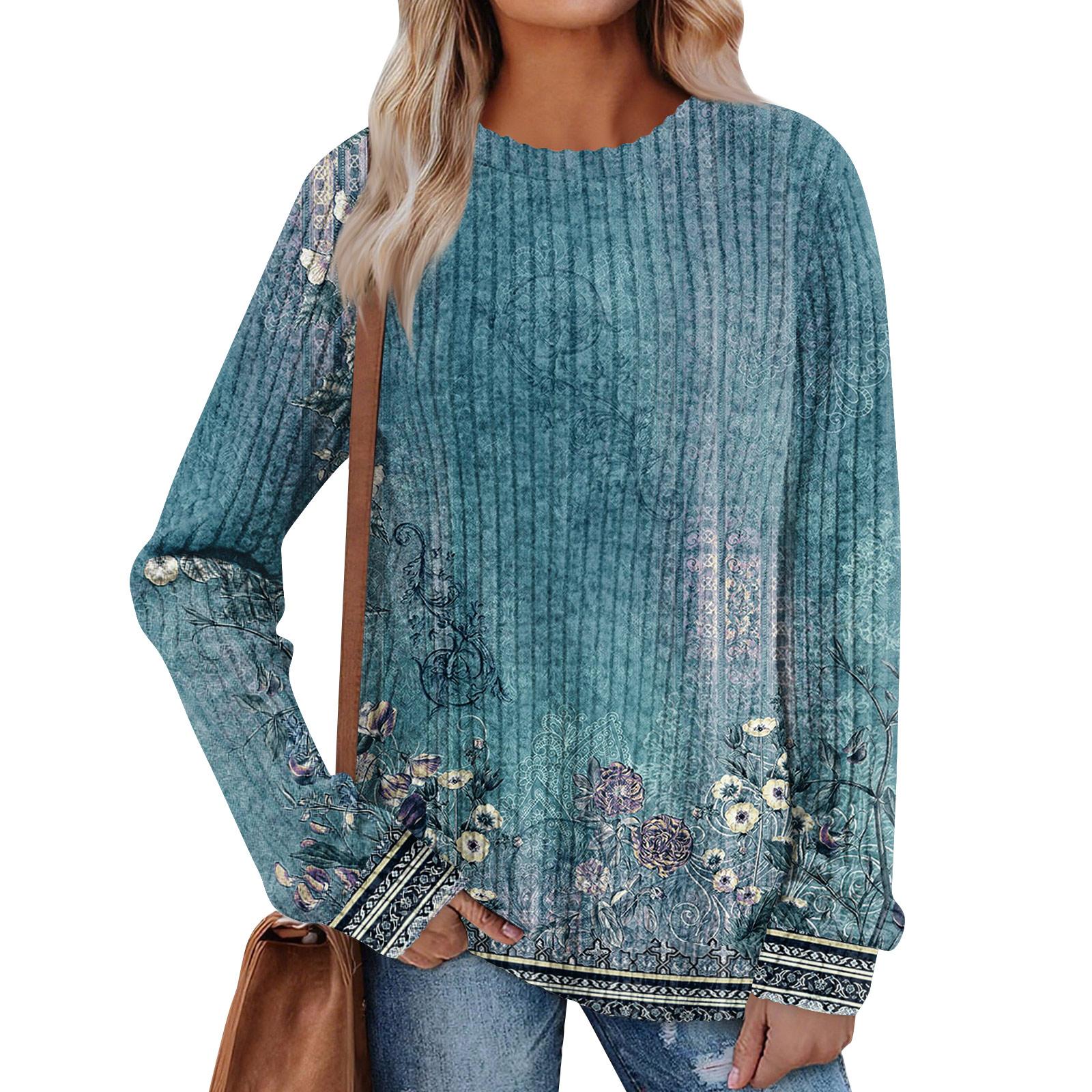 

Женский принт Легкий Топ с круглым вырезом из матового хлопка XL небесно-голубой