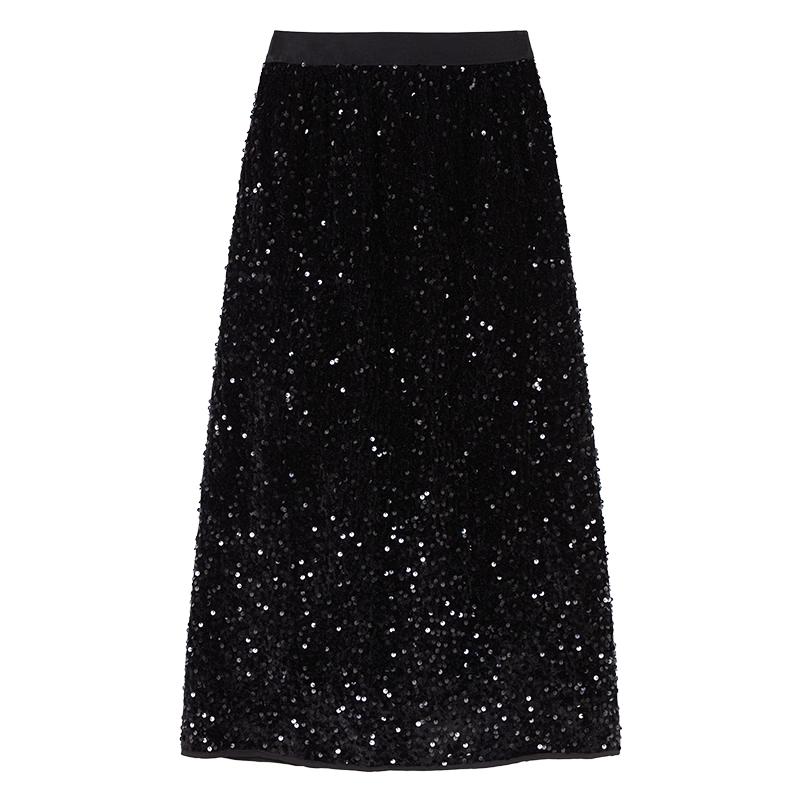 Autumn Water Beauty Sequined High-Waisted Skirt L
