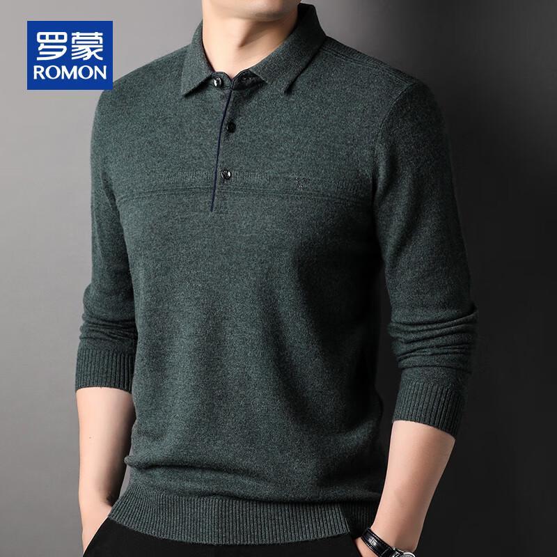 

ROMON Men s Thickened 100% Pure Wool Polo Collar Pullover M