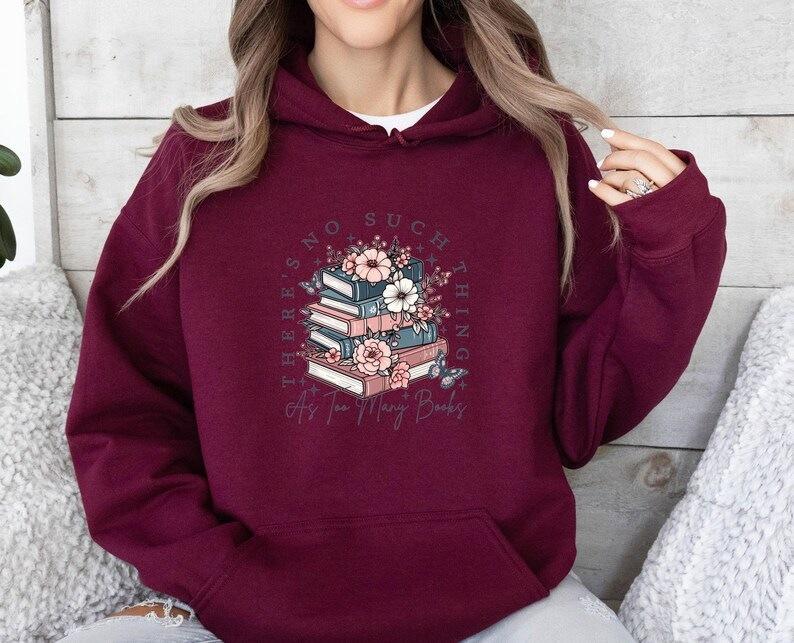 Autumn And Winter, Floral Book Pattern, Printed Long-Sleeved Top, Trendy Fashion Women'S Hooded Sweater